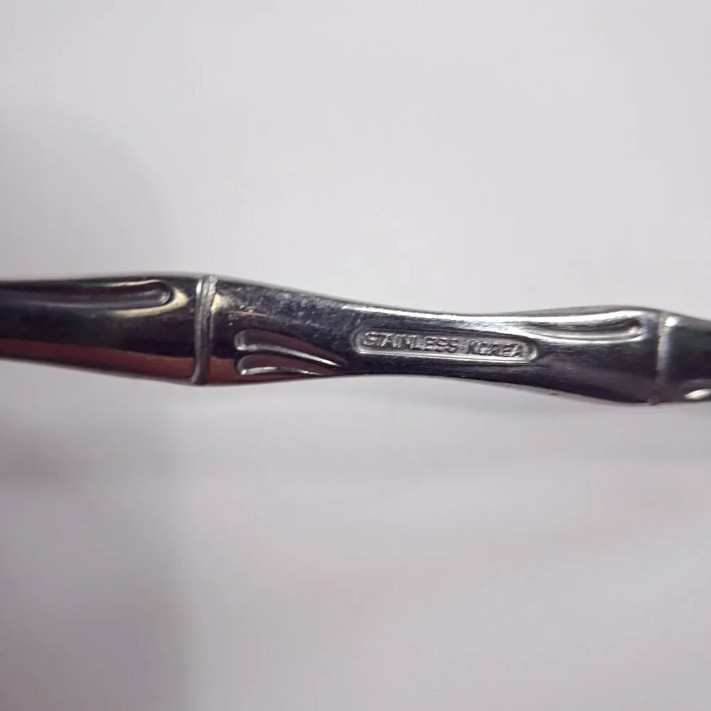 Vintage Sunshine bamboo stainless Korea slotted pierced‎ serving spoon large